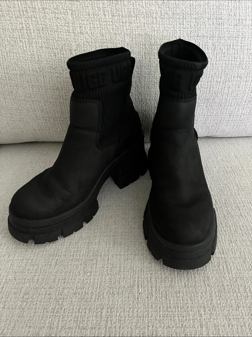 Women's Black Chunky Sock-Ankle Boots